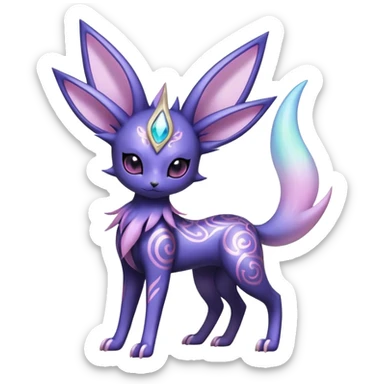 Shiny Exotic Badass Ethereal Royal Mysterious Gothic Noibat-Espeon-Umbreon-Sylveon-Pokémon-Fakémon-hybrid-creature (full body) with random pattern-markings sticker