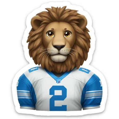 A lion wearing a Detroit Lions jersey  sticker