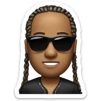 Stevie wonder with braids, receding hairline, and dark sunglasses  sticker