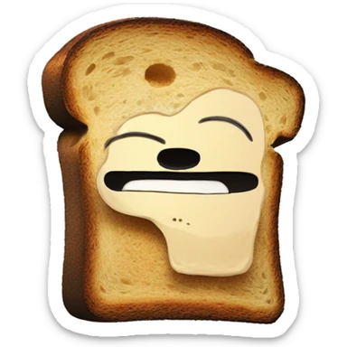 a slice of toast there are black charred bits on him, he is very sad and Happy and lonely, in the middle of nowhere, in the style of a moebius comic drawing  a slice of toast sticker