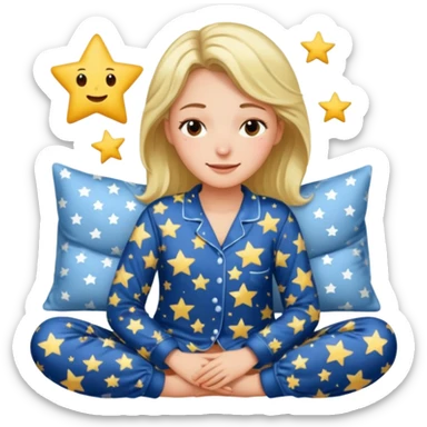  "type": "human",
      "look": "woman in star-print pyjamas, sleepy smile", sticker