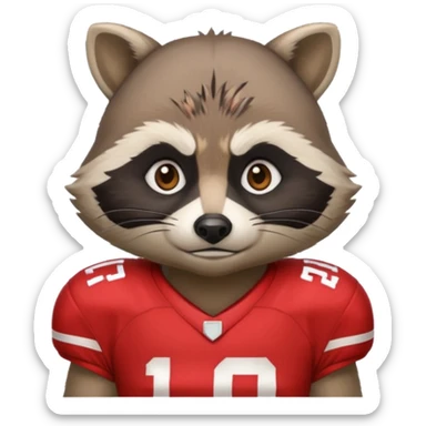 american football player raccoon red sticker