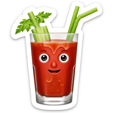 A Bloody Mary cocktail with a celery stick, garnished, giving a thumbs up gesture sticker