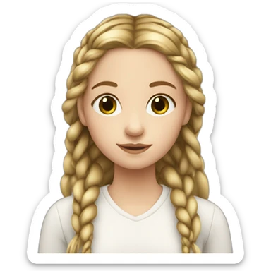 A white 15-year-old French girl who has the eyes green-brown, her hair is long and blond, she has 2 braids sticker