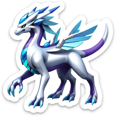 Futuristic Modern Shiny Cyber-Suicune-Dialga-Reshiram-Creature, (full body) sticker