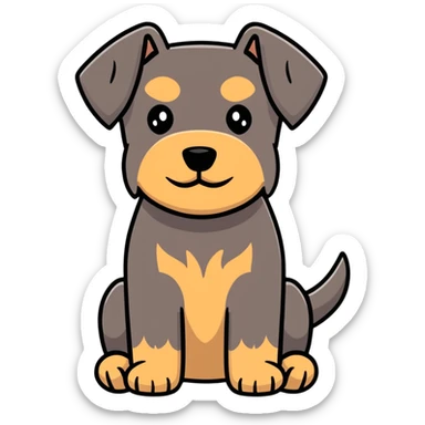 brown schnauzer dog sitting sticker