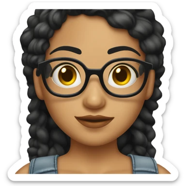 Jovencita de piel morena con cabello rizado y gafas sticker