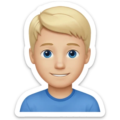 Blonde hair blue eyed boy wearing am sticker