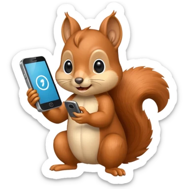 A squirrel holding a phone  sticker