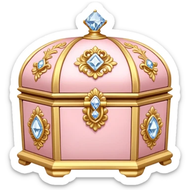 Pale pink Rococo Treasure box filled with flowers and diamonds sticker