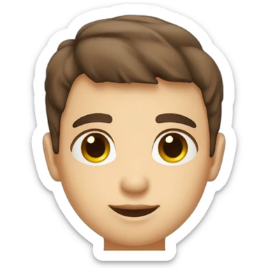 cute white person round face with darkbrown fade haircut brown eyes sticker