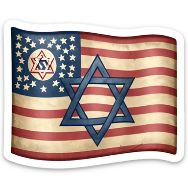 United States flag with a swastika symbol and star of david symbol on the flag sticker