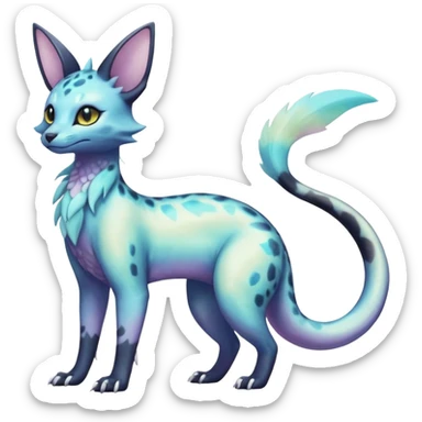 Shiny Pastel White Iridescent Celestial Salandit-Umbreon-Genet-Noivern-Noibat-Serval-Hybrid (Full body) sticker