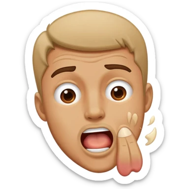 A man with his mouth open hits himself on the cheek sticker
