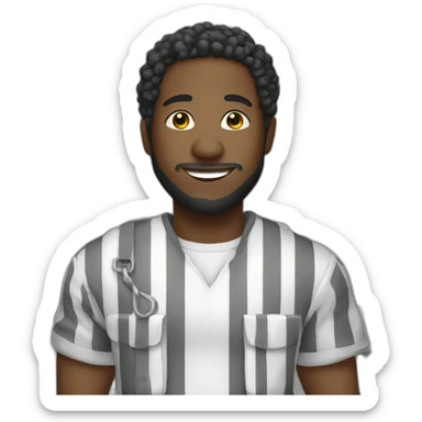 peaceful smiling black man in prison jumpsuit sticker