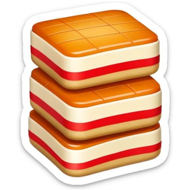 Chinese New Year Nian Gao sweet rice cake with red decorations, simplified emoji style with bold outlines and bright colors, cartoon style sticky new year dessert sticker