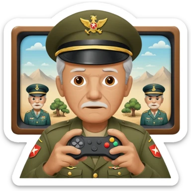 Old man dress army gaming sticker