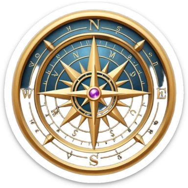Mystical compass with arcane symbols, dark metallic iOS-style emoji sticker