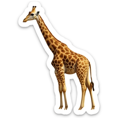 cinematic-giraffe-realistic-full-body-standing-emoji,-towering-elegantly-over-the-savanna,-long-neck-arched-slightly,-head-tilted-dramatically,-sleek-golden-coat-with-bold-brown-patches,-large-dark-eyes-exuding-playful-wisdom,-simplified-yet-realistic-focused-features,-highly-detailed,-glowing-with-an-almost-sarcastic-glow sticker