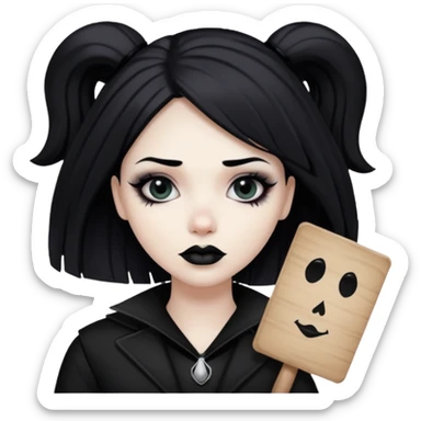 goth woman with protest sign sticker