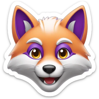 a purple fox doing a wink with his eye sticker