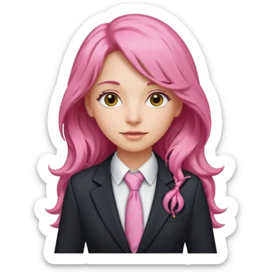 long wavy and pink haired woman with tie and blazer sticker