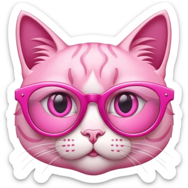 pink cat-eye glasses, retro style with upswept frames and pink lenses sticker