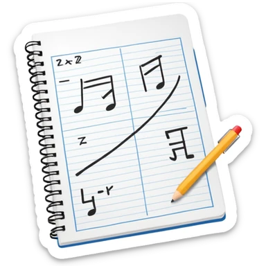 paper with mathematic equations with notebook sticker
