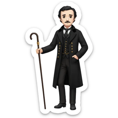 full length edgar allan poe  walking sticker