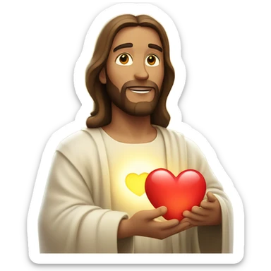 Jesus holding a heart sticker
