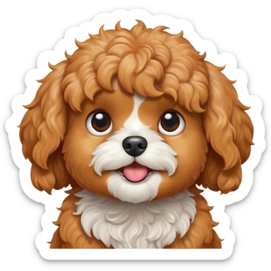 Cinematic Comical Apricot Cavoodle Portrait Emoji, Head tilted dramatically with an exaggeratedly shocked or offended expression, featuring a soft, curly apricot coat with charming white patches, wide, expressive brown eyes filled with exaggerated disbelief, Simplified yet hilariously expressive features, highly detailed, glowing with a slightly sassy glow, high shine, dramatic yet playful, stylized with an air of attitude, bright and endearing, soft glowing outline, capturing the essence of a sassy and over-the-top companion, so meme-worthy it feels like it could side-eye its way into internet fame instantly! sticker