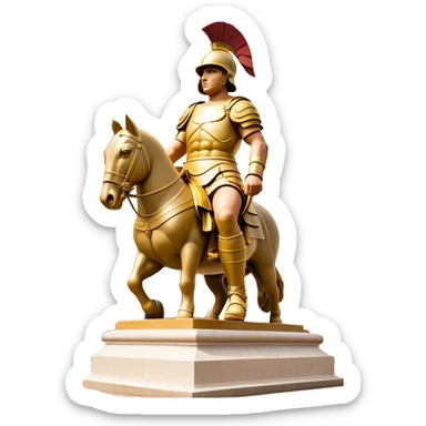 Cinematic Realistic Roman Soldier Statue at Botero Square Landmark Emoji, depicted as a striking, larger-than-life sculpture rendered with rich detail and dynamic, urban lighting. sticker