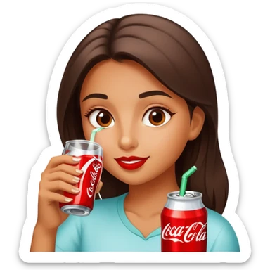 Emoji de una chica bebiendo coca cola sticker
