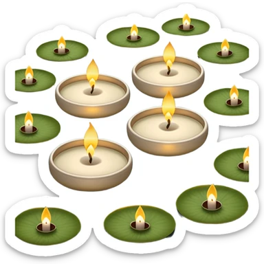 Realistic real life Small tea Candles floating on a pond zen Japanese garden  sticker