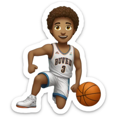 un garçon brun blanc qui joue au basket sticker