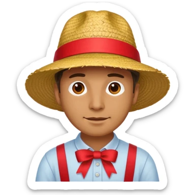 Chapeau de paille avec ruban rouge homme sticker