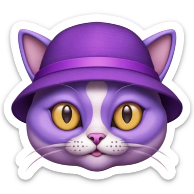 purple alien cat with no fur, and spectacles and hat sticker