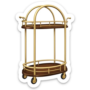 a tall hotel trolley with only one platform at the bottom and curved arch at the top sticker