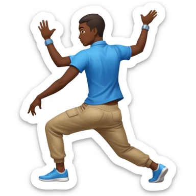 Chinese man twerking from behind angle in motion with motion blur or motion lines  sticker