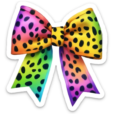 rainbow cheetah print bow sticker