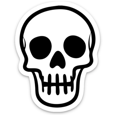 Human skull, sketchy style, front facing sticker