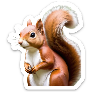 Cinematic Noble Squirrel Portrait Emoji, Poised and regal, with a nimble, agile build and a lush, well-groomed Fur of rich auburn and cream, deep-set soulful bright eyes, Simplified yet sharp and sophisticated features, highly detailed, glowing with a soft, dignified glow, high shine, intelligent and spry, stylized with an air of woodland charm, focused and attentive, soft glowing outline, capturing the essence of a watchful and confident rodent, so majestic it feels as though it could scamper out of the screen with effortless authority! sticker