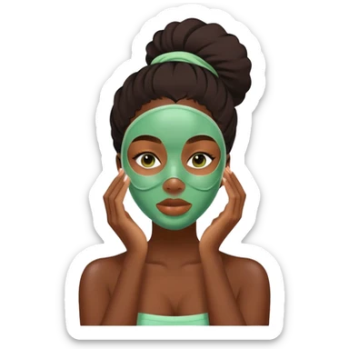 Black girl applying face mask skincare sticker