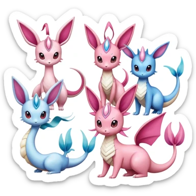 Milotic-Sylveon-Espeon-Vaporeon-Dragonair-Pokémon full body sticker