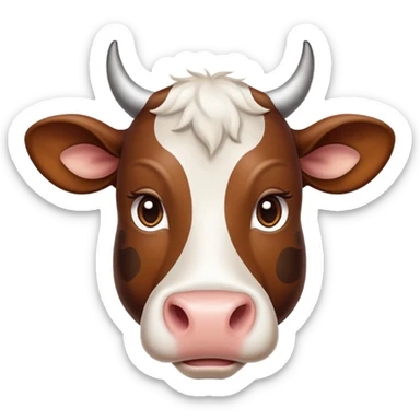 cinematic-noble-brown-and-white-cow-portrait-emoji,-poised-and-regal,-with-a-large,-sturdy-build-and-a-beautifully-patterned-hide-of-rich-brown-accented-by-crisp-white-patches,-deep-set-soulful-brown-eyes,-simplified-yet-sharp-and-sophisticated sticker