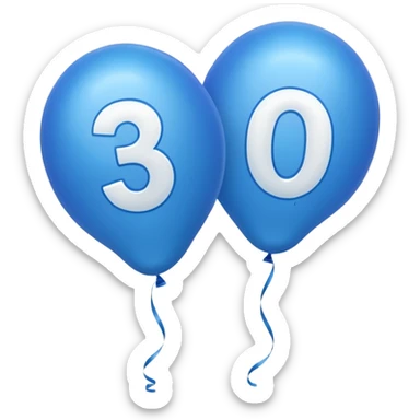 balloons with thirty 30 shape in blue sticker