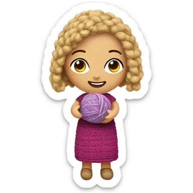 A girl making amigurumi  sticker