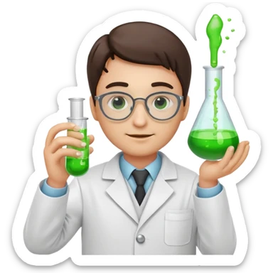 scientist emoji, lab coat, test tube sticker