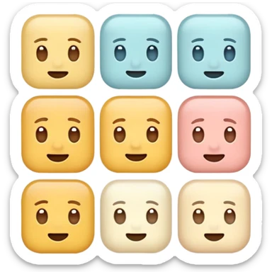 minimal flat emoji style,
soft rounded shapes,
gentle facial expression,
no sharp edges,
no exaggerated cartoon emotion,
pastel color palette,
slightly desaturated,
modern health app aesthetic,
high emotional clarity,
no text, no background,
transparent background,
1:1 square,
SVG / vector friendly sticker