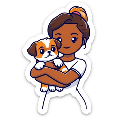 dark-skinned woman holding a Shih Tzu dog sticker